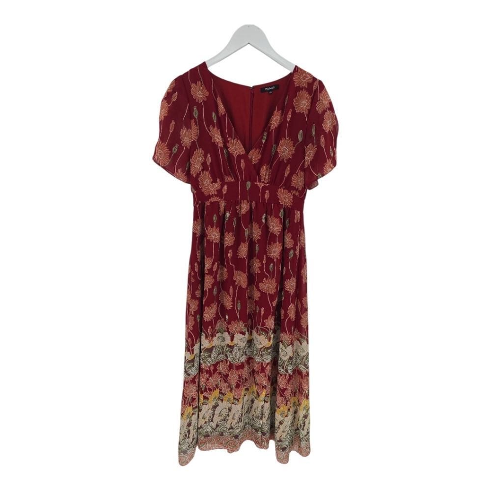 Madewell Tulip Sleeve Tall Sunflowers Maxi Dress Size 6 Autumn Floral - Picture 4 of 9